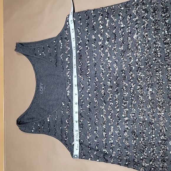 Loft Size S Dark Gray Tank Top with Sequin Stripes, Excellent Used Condition - Picture 7 of 12